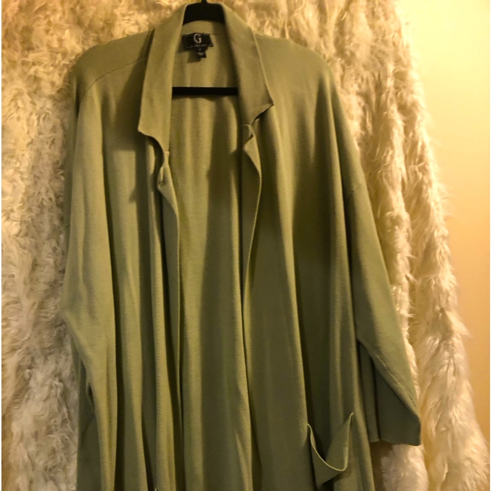 G By Giuliana Cardigan (Sage Green)  and (Green)Flax Leather Pants.
